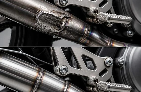 あなたのバイクを守る！ステップSUS304マフラー修理